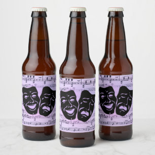 Rótulo Para Garrafa De Cerveja Máscaras de Música e Teatro Puros