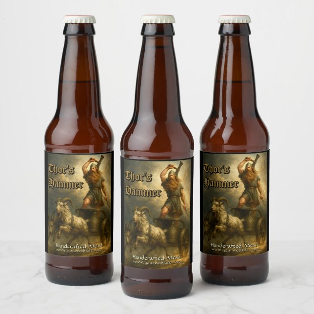 Rótulo Para Garrafa De Cerveja Medieval Viking God Thor Template (Garrafas)