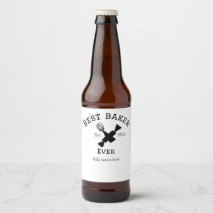 Rótulo Para Garrafa De Cerveja Melhor padeiro jamais adicionou nome texto cozinha