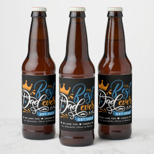 Rótulo Para Garrafa De Cerveja Melhor Pai Do Ano De Tipografia Criado