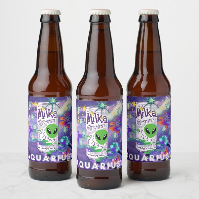 Rótulo Para Garrafa De Cerveja Mikitiez aquarius galáxia verão brilhar cerveja