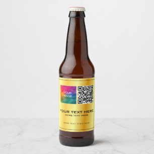 Rótulo Para Garrafa De Cerveja Modelo de Código QR de Foto ou Logotipo de Negócio