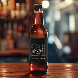 Rótulo Para Garrafa De Cerveja Modern Black Gold 21st Birthday Party