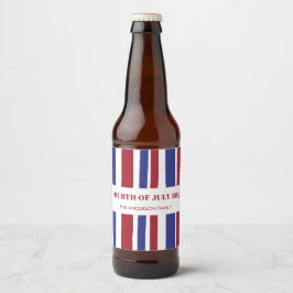 Rótulo Para Garrafa De Cerveja Modern Red White Blue Strike 4º Partido do CHURRAS