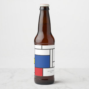 Rótulo Para Garrafa De Cerveja Mondrian Minimalist Geométrico De Stijl Modern Art