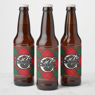 Rótulo Para Garrafa De Cerveja Monograma feliz do Tartan de Chisholm do clã do