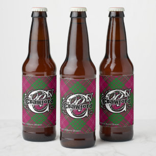 Rótulo Para Garrafa De Cerveja Monograma feliz do Tartan de Crawford do clã do