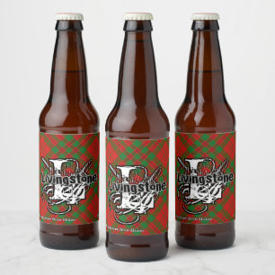 Rótulo Para Garrafa De Cerveja Monograma feliz do Tartan de Livingstone do clã d