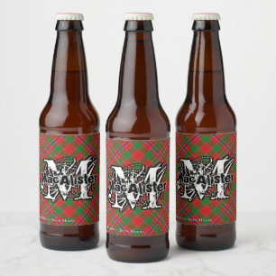 Rótulo Para Garrafa De Cerveja Monograma feliz do Tartan de MacAlister do clã do