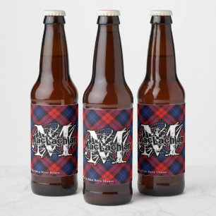 Rótulo Para Garrafa De Cerveja Monograma feliz do Tartan de MacLachlan do clã do