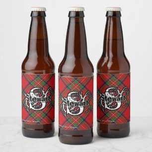 Rótulo Para Garrafa De Cerveja Monograma feliz do Tartan de Stewart do clã do