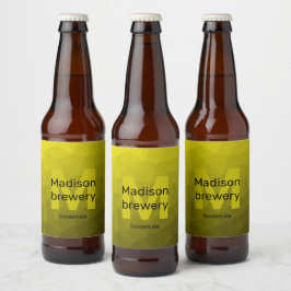 Rótulo Para Garrafa De Cerveja Monograma padrão de malha geométrica ombre escuro 