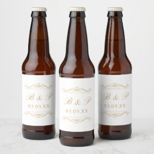 Rótulo Para Garrafa De Cerveja Monograma Personalizado Moderno Elegante Redemoinh