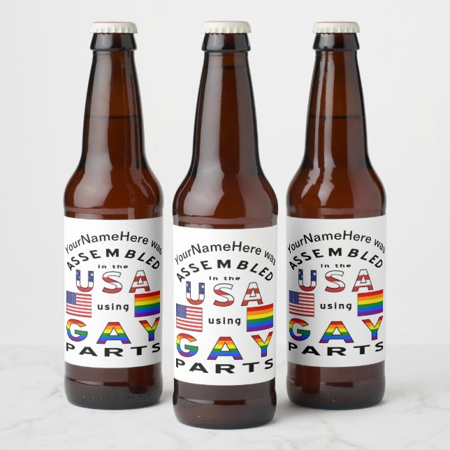 Rótulo Para Garrafa De Cerveja Montado nos EUA usando peças de Gay personalizadas (Garrafas)