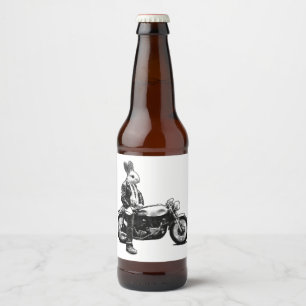 Rótulo Para Garrafa De Cerveja Motociclista do coelho