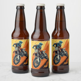 Rótulo Para Garrafa De Cerveja Motocross Monograma Personalizado
