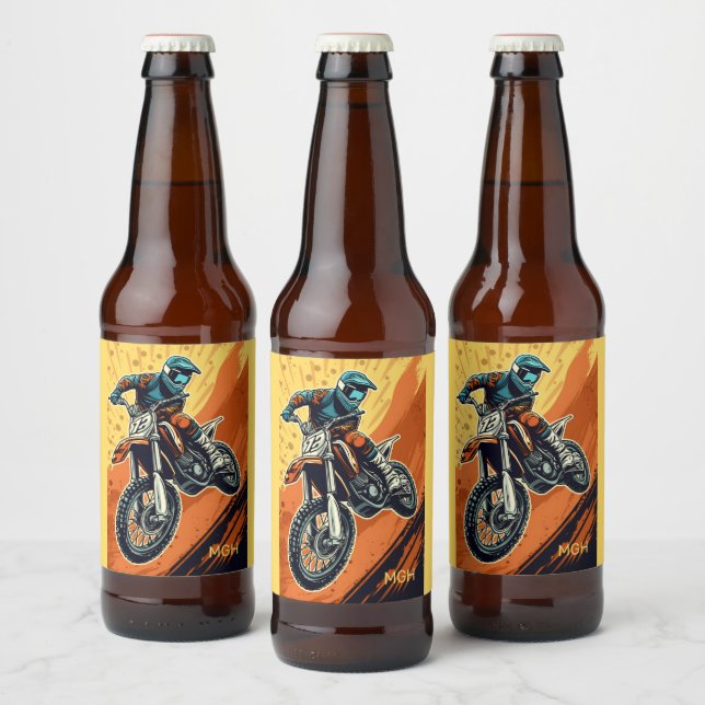 Rótulo Para Garrafa De Cerveja Motocross Monograma Personalizado (Garrafas)