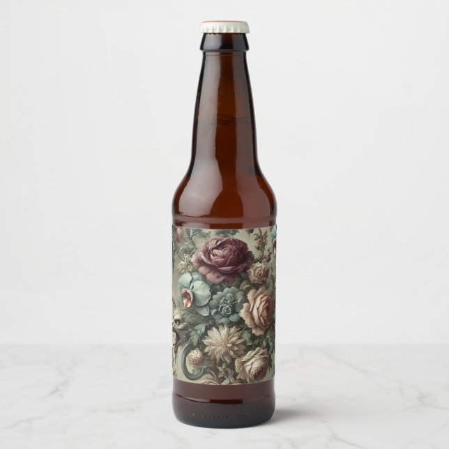 Rótulo Para Garrafa De Cerveja Motografia - Travesseiro decorativo Barroco Floral (Frente)