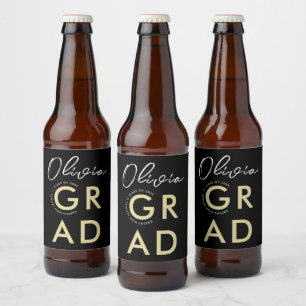 Rótulo Para Garrafa De Cerveja Na moda Modern Black Dourado Bold Typo Formando Pa