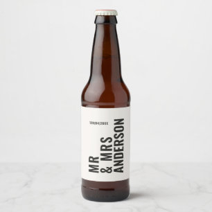 Rótulo Para Garrafa De Cerveja Natas negras negras mínimas ousadas casamento simp