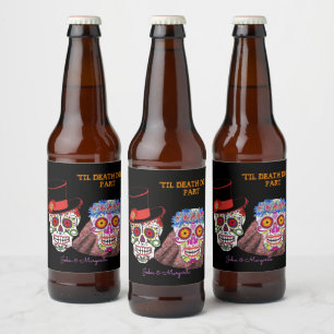 Rótulo Para Garrafa De Cerveja Noiva do Crânio do Açúcar e Morte até a Morte 