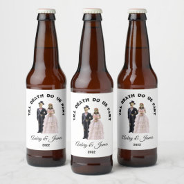 Rótulo Para Garrafa De Cerveja Noiva e Noivo Esqueleto