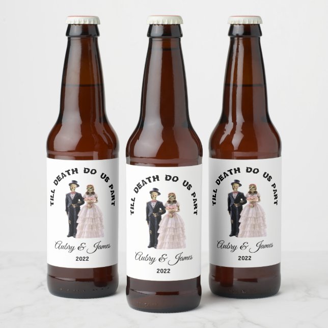 Rótulo Para Garrafa De Cerveja Noiva e Noivo Esqueleto (Garrafas)
