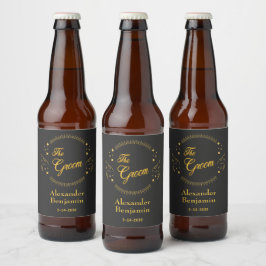 Rótulo Para Garrafa De Cerveja Noivo Dourado Casamento Elegante Personalizar