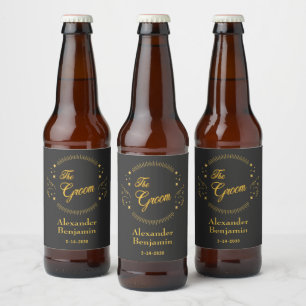 Rótulo Para Garrafa De Cerveja Noivo Dourado Casamento Elegante Personalizar