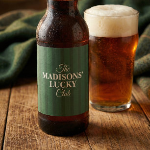 Rótulo Para Garrafa De Cerveja Nome da Família Lucky St Patricks Verde