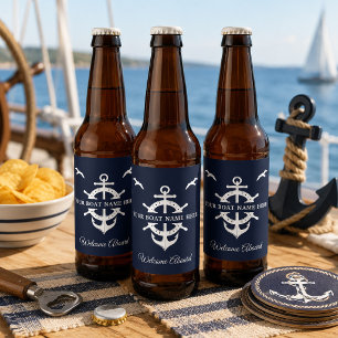 Rótulo Para Garrafa De Cerveja Nome de Barco Personalizado Roda do Navio Âncora N
