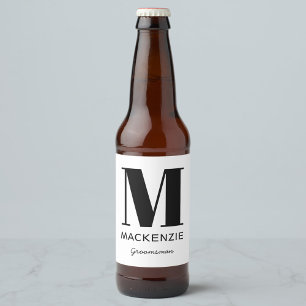 Rótulo Para Garrafa De Cerveja Nome do Monograma do padrinho de casamento