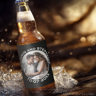 Rótulo Para Garrafa De Cerveja Nome e Ano Personalizados da Fotografia de Casamen