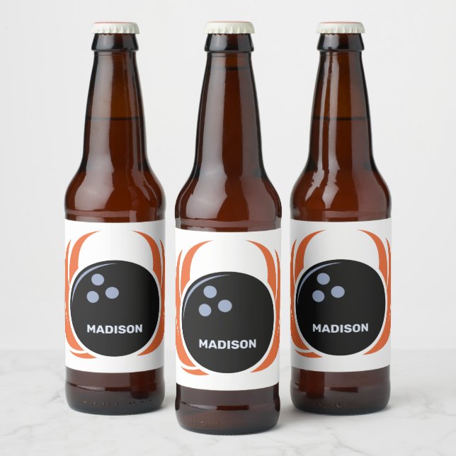 Rótulo Para Garrafa De Cerveja Nome personalizado e Bola de boliche de texto com  (Garrafas)