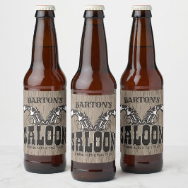 Rótulo Para Garrafa De Cerveja Nome personalizado Wild West Gun Revolver Saloon