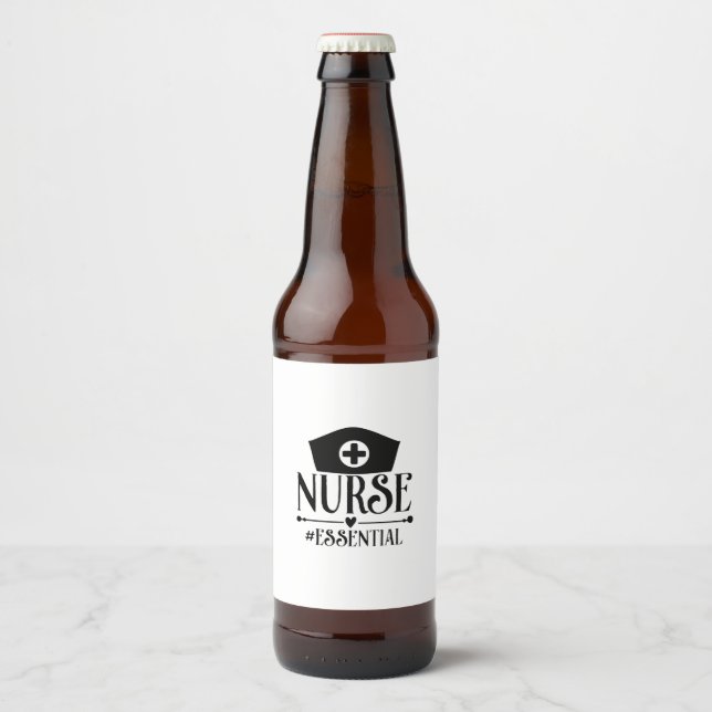 Rótulo Para Garrafa De Cerveja Nurse Gift Nurse Essential (Frente)