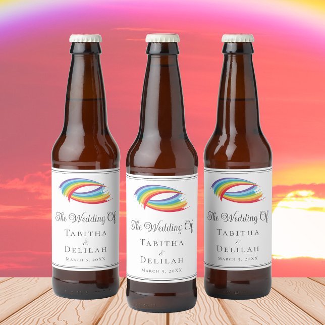 Rótulo Para Garrafa De Cerveja O arco-íris faz lindos casamentos LGBT personaliza (Criador carregado)