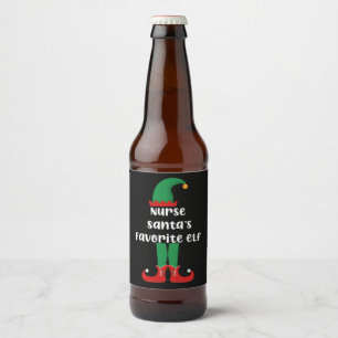 Rótulo Para Garrafa De Cerveja O Elfo Favorito da Enfermeira Papai Noel Enfermeir