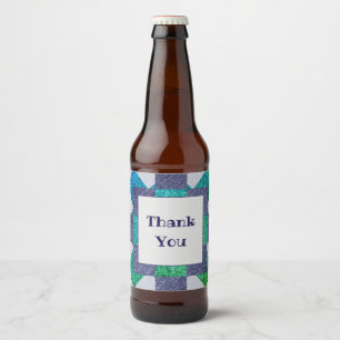 Rótulo Para Garrafa De Cerveja Obrigado Azulejo Mosaico Estrela Azul Apreciação