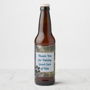Rótulo Para Garrafa De Cerveja Obrigado caminhante Dourado azul elegante do cão