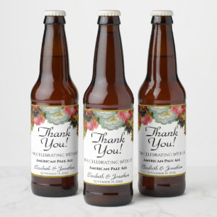 Rótulo Para Garrafa De Cerveja Obrigado floral do casamento da queda rústica do