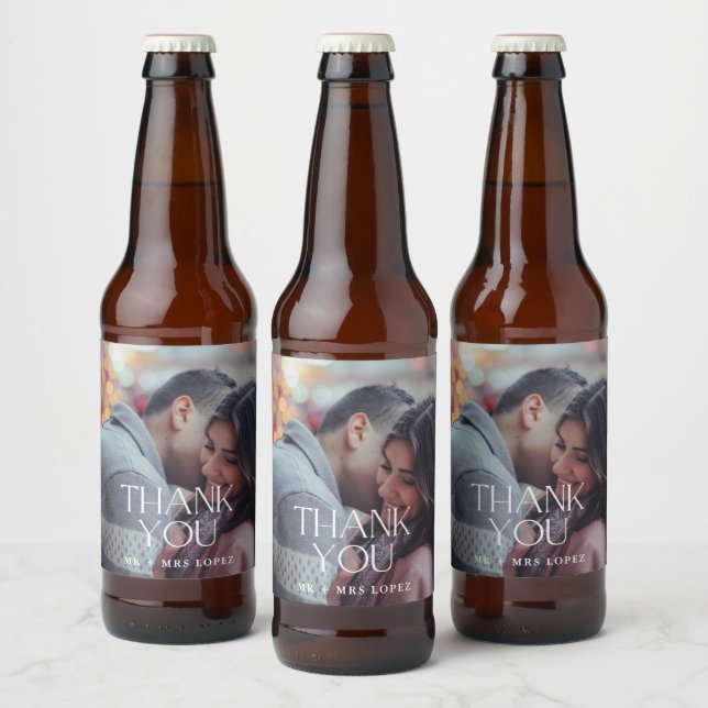 Rótulo Para Garrafa De Cerveja Obrigado Foto Moderna Casamento (Garrafas)