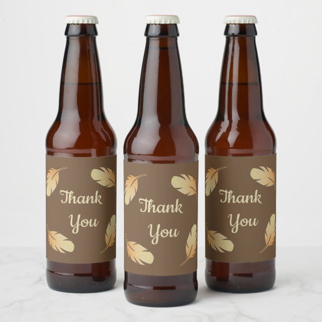 Rótulo Para Garrafa De Cerveja Obrigado, General Appreciation Feather Patterno (Garrafas)