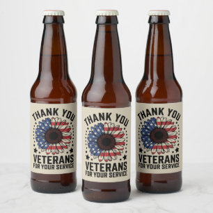 Rótulo Para Garrafa De Cerveja Obrigado Veteranos Dia dos Veteranos Militares do 
