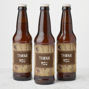 Rótulo Para Garrafa De Cerveja Obrigado Woodgrain Pattern Apreciação Rústica