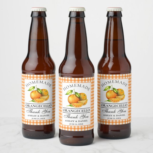 Rótulo Para Garrafa De Cerveja Obrigados de Casamento Orangecello Orangecello (Garrafas)