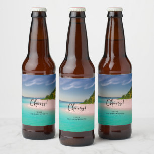 Rótulo Para Garrafa De Cerveja Oceano Água-marinha Praia Tropical Cênica