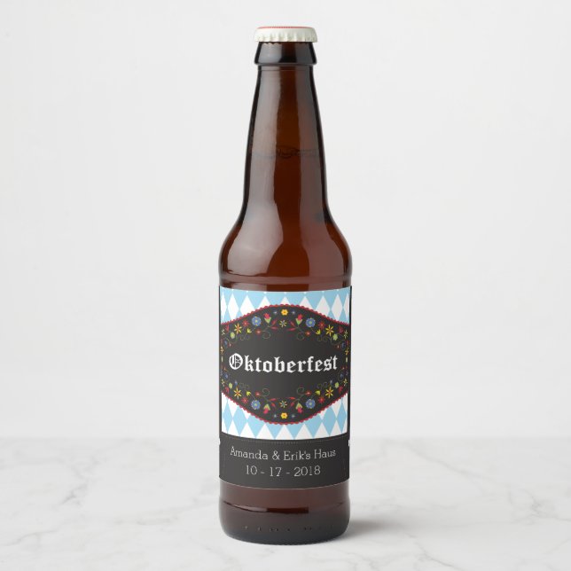 Rótulo Para Garrafa De Cerveja Octoberfest, Oktoberfest Beer Bottle Custom (Frente)