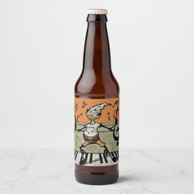 Rótulo Para Garrafa De Cerveja Odd Pequeno Elfo Nota Musical Pernas de Braços no  (Frente)