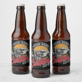 Rótulo Para Garrafa De Cerveja Oficina Personalizada de Hot Rod Retro Roadster Pe